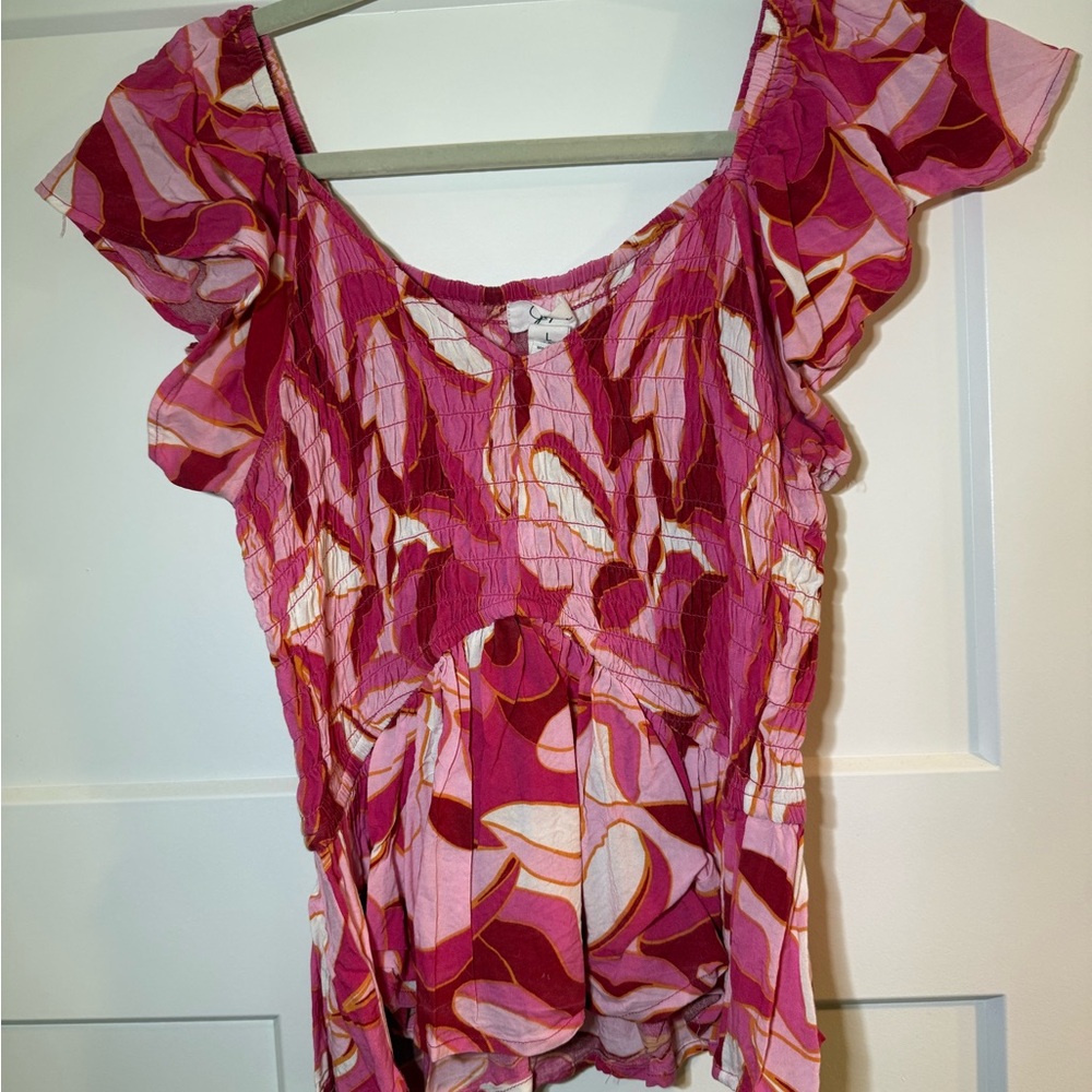 Pink and Red Floral Women's Top